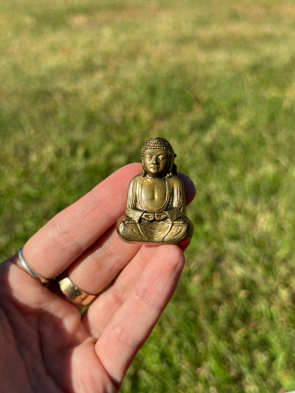 Brass Mini Buddha Vintage Pin Brooch Figurine 1970s
