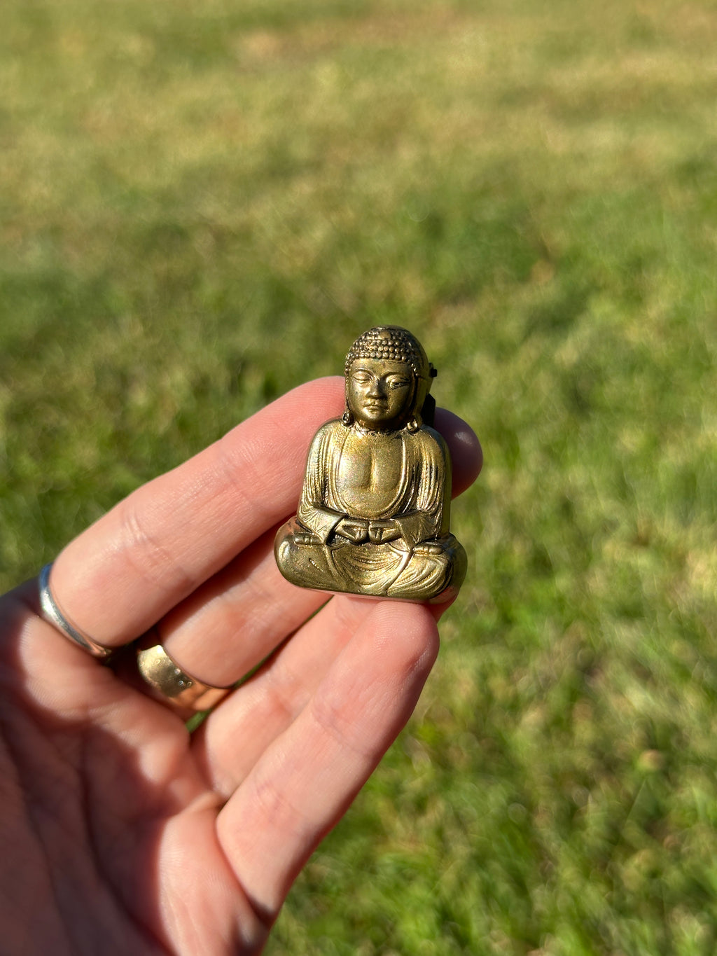 Brass Mini Buddha Vintage Pin Brooch Figurine 1970s