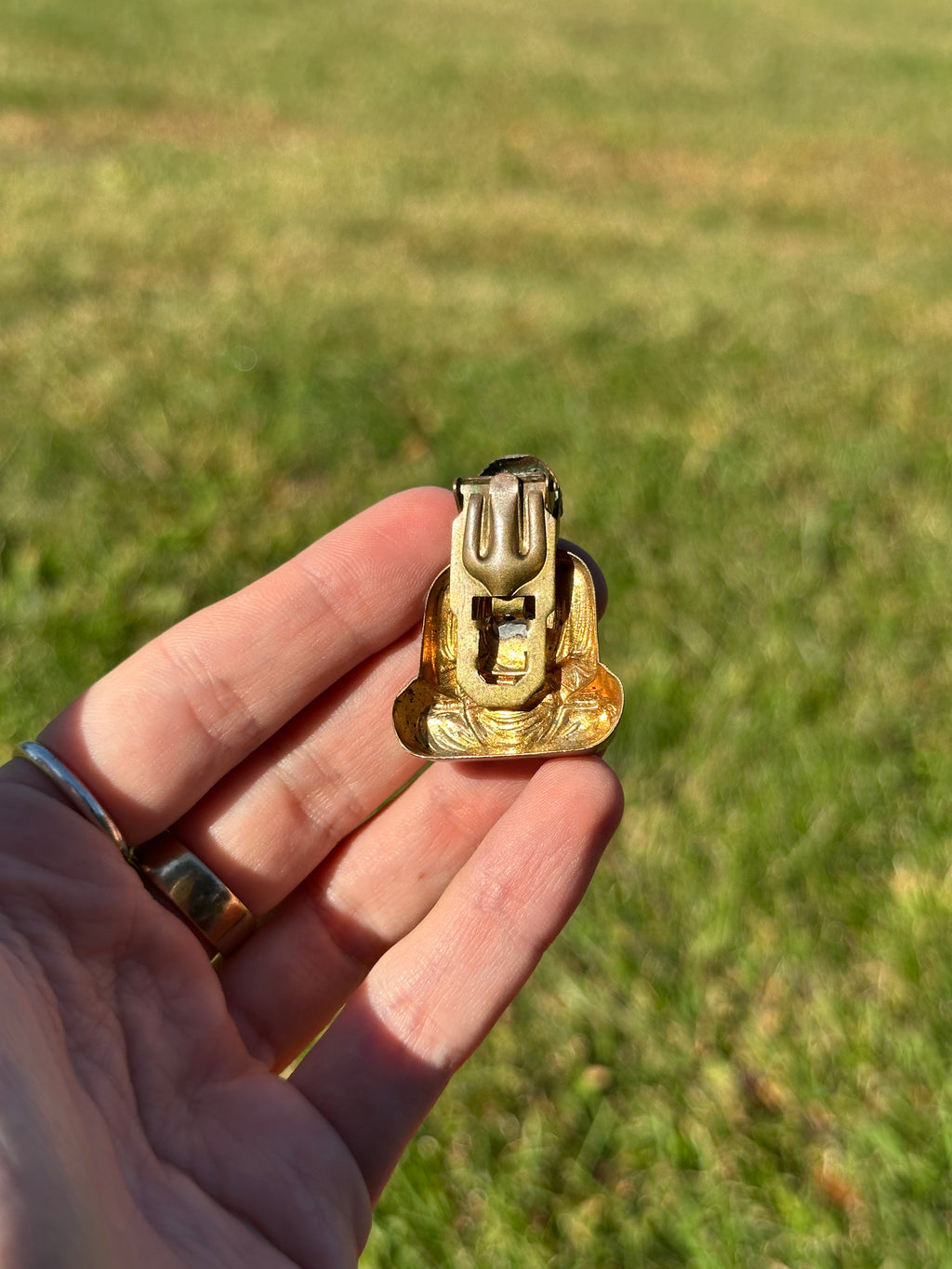 Brass Mini Buddha Vintage Pin Brooch Figurine 1970s