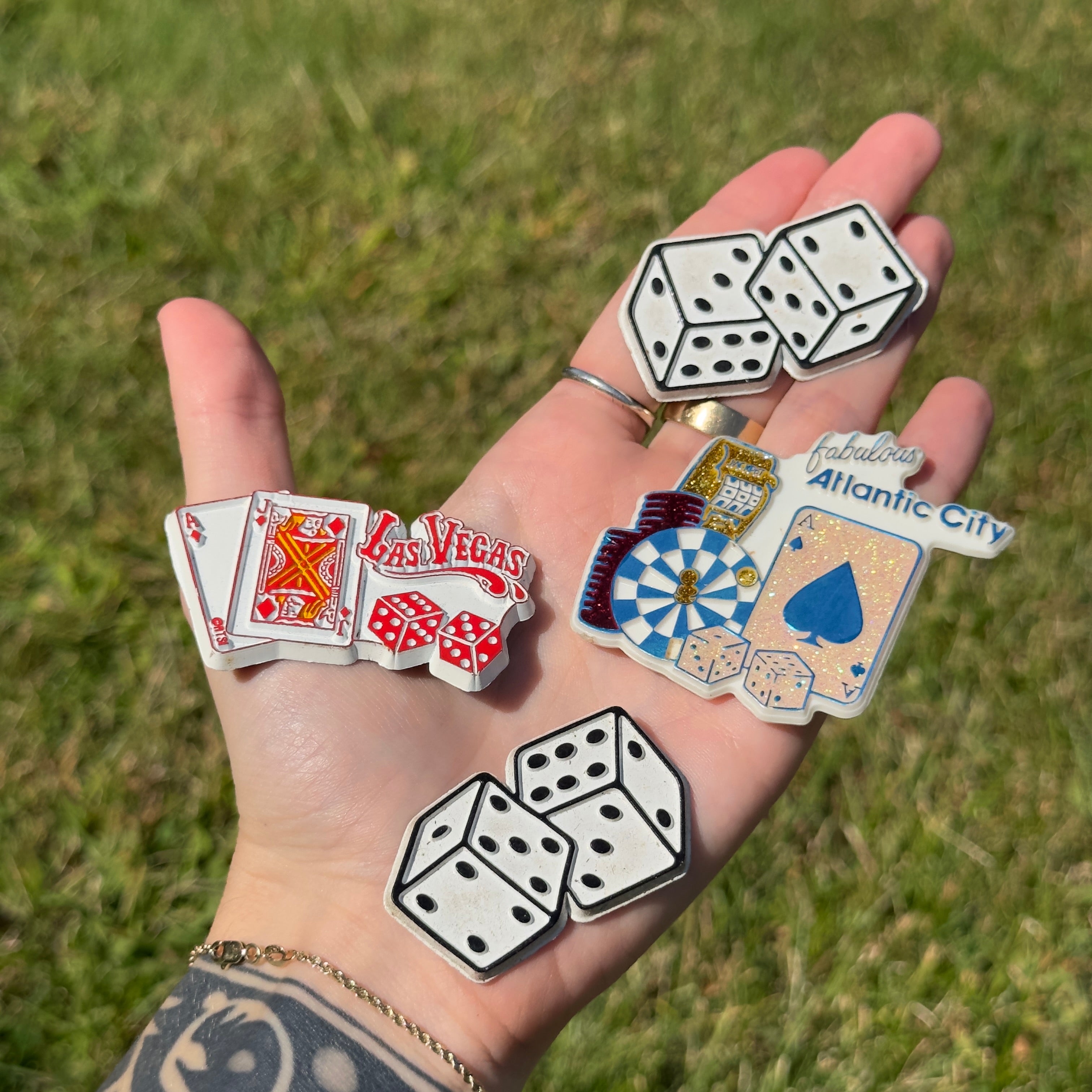 Set of 4 Vintage Casino-Themed Magnets – Las Vegas & Atlantic City Souvenir Décor