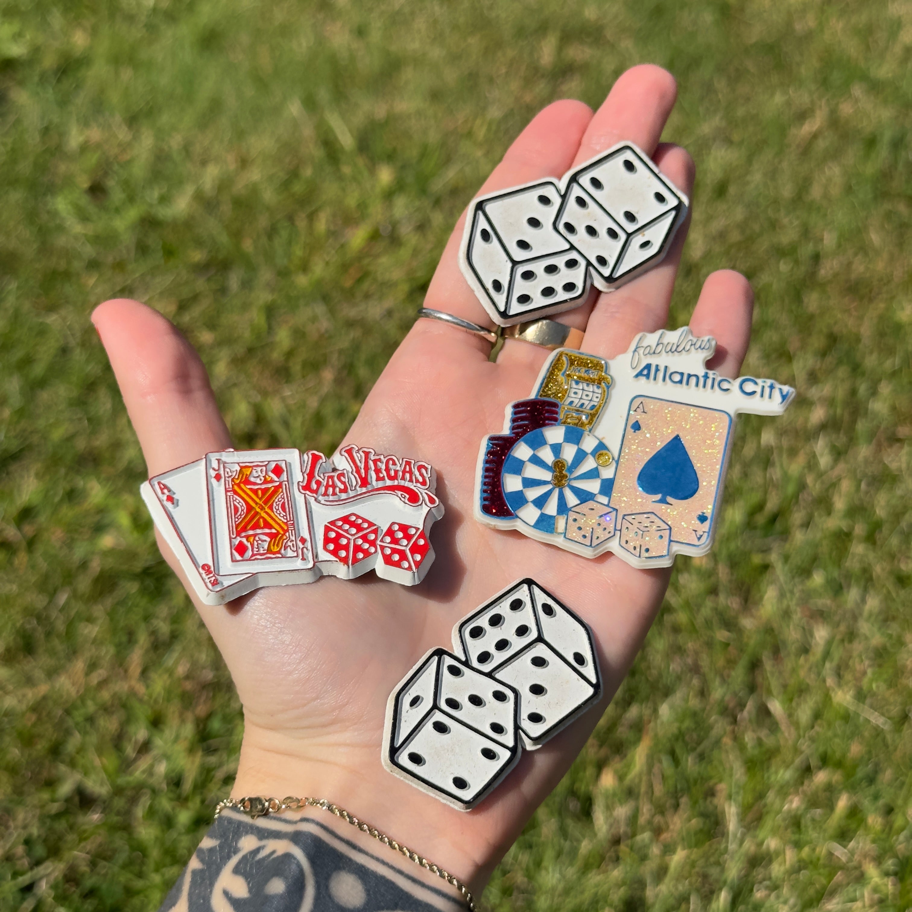 Set of 4 Vintage Casino-Themed Magnets – Las Vegas & Atlantic City Souvenir Décor