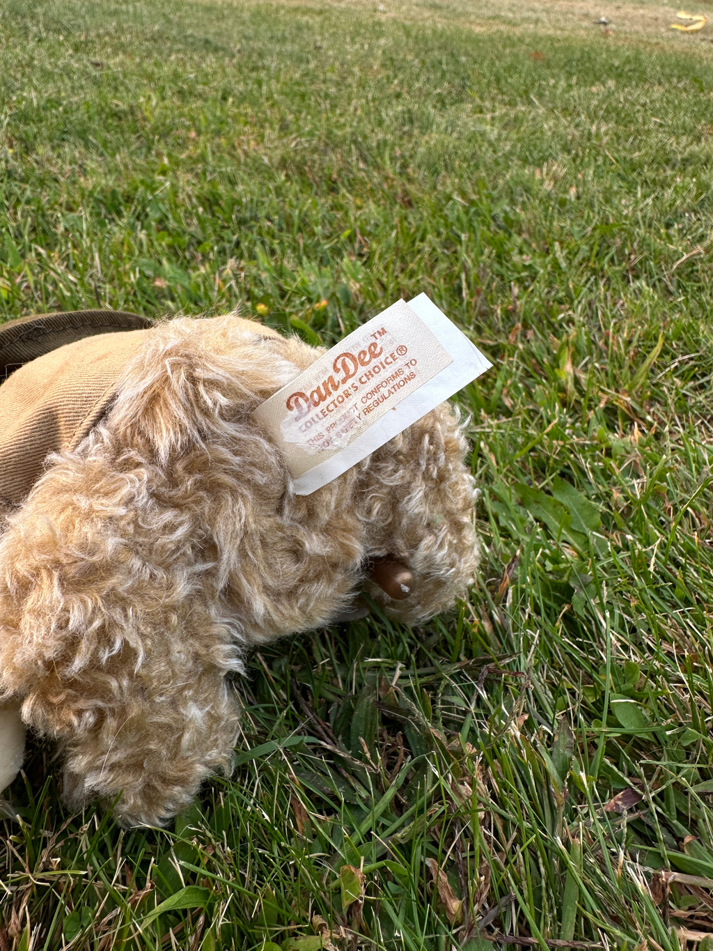 Teddy Bear - Vintage Plush with Fishing Rod and Felt Fish