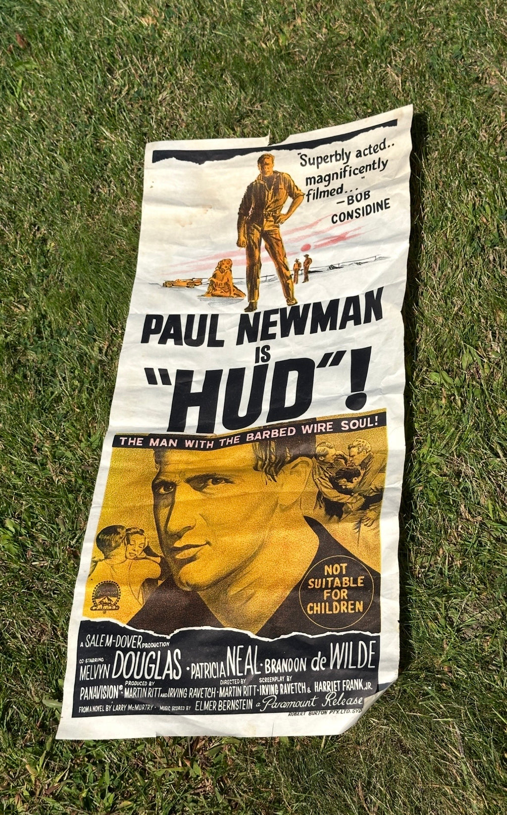 1963 “HUD” Movie Poster – Paul Newman Classic Film – Original Paramount Release