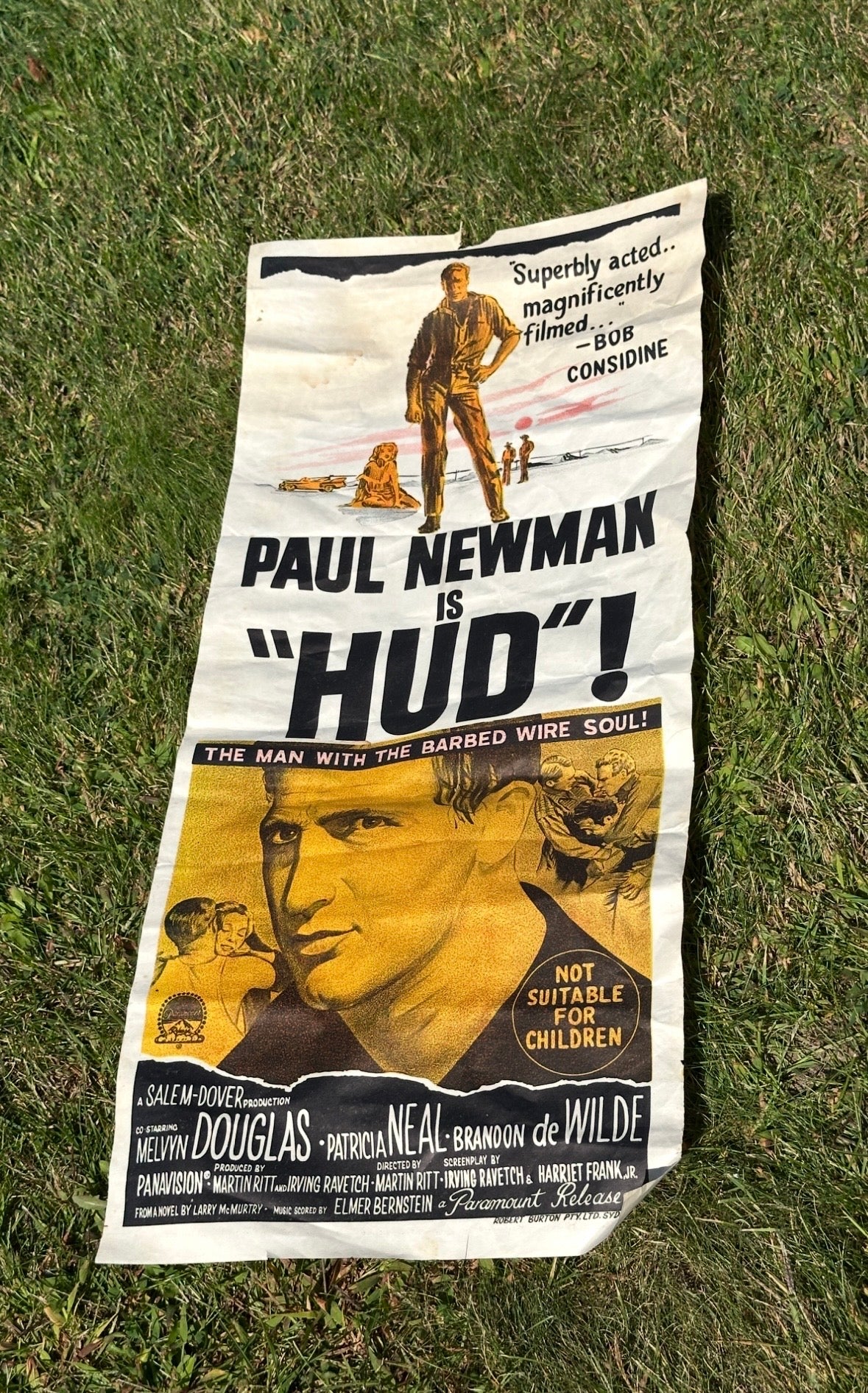 1963 “HUD” Movie Poster – Paul Newman Classic Film – Original Paramount Release