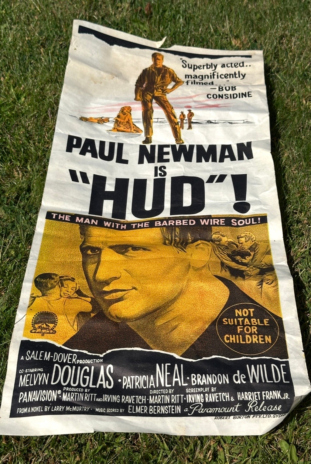 1963 “HUD” Movie Poster – Paul Newman Classic Film – Original Paramount Release