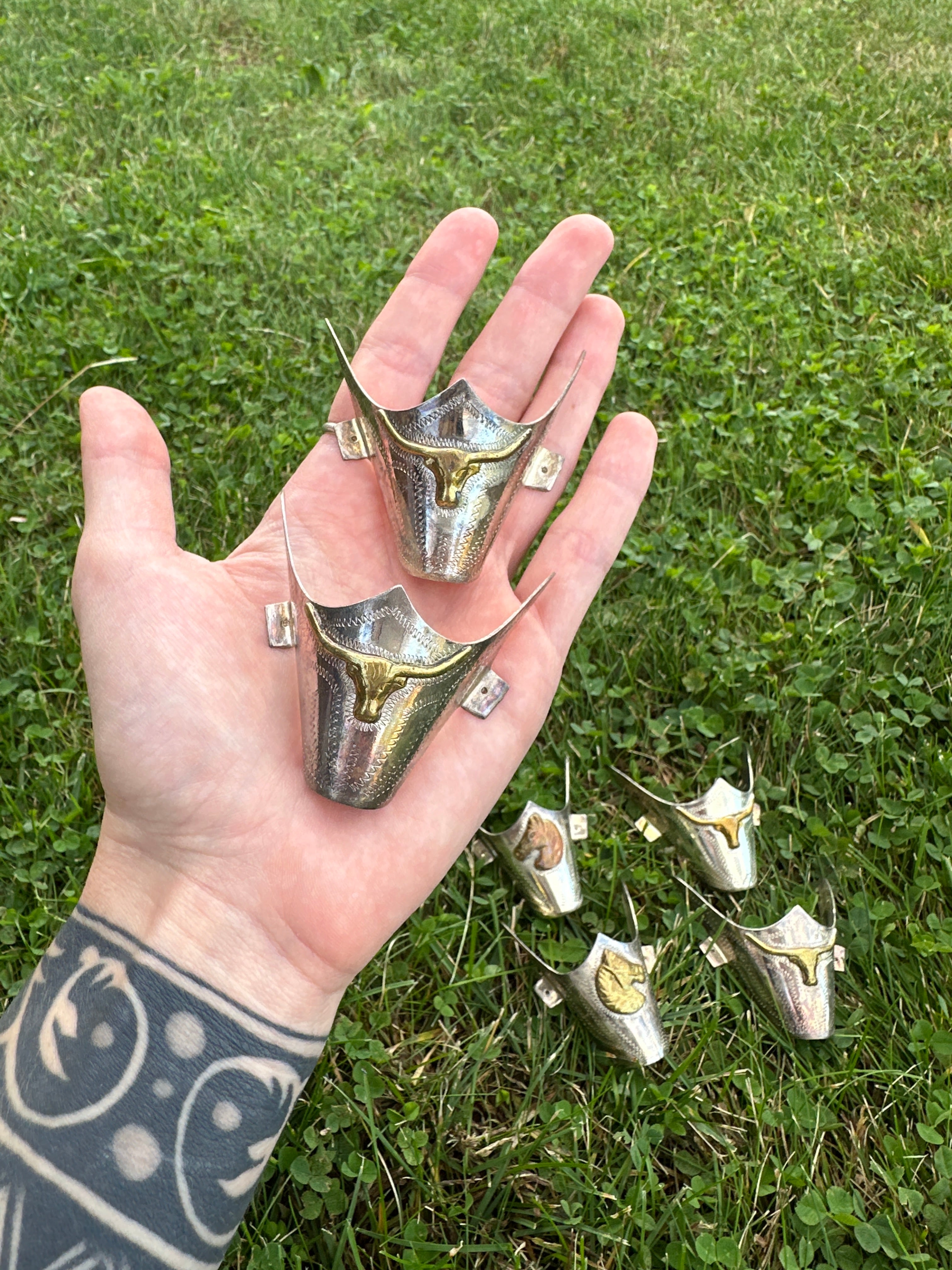 Vintage Western Boot or Spur Heel Guards – Silver and Gold Longhorn & Horse Designs