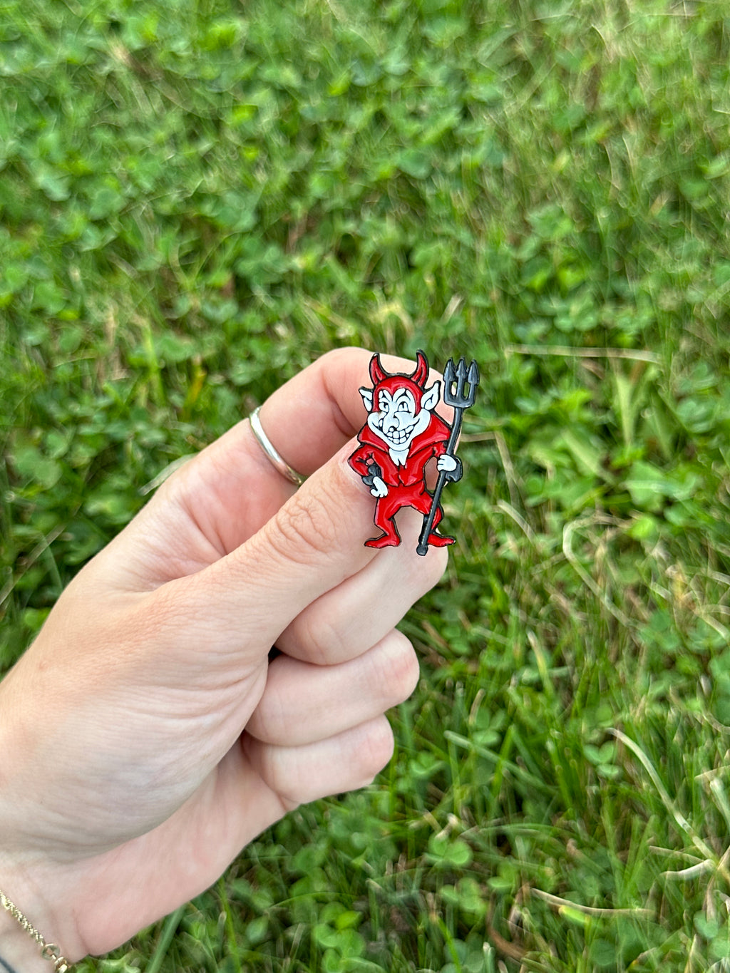 Cartoon Red Devil Lapel Pin