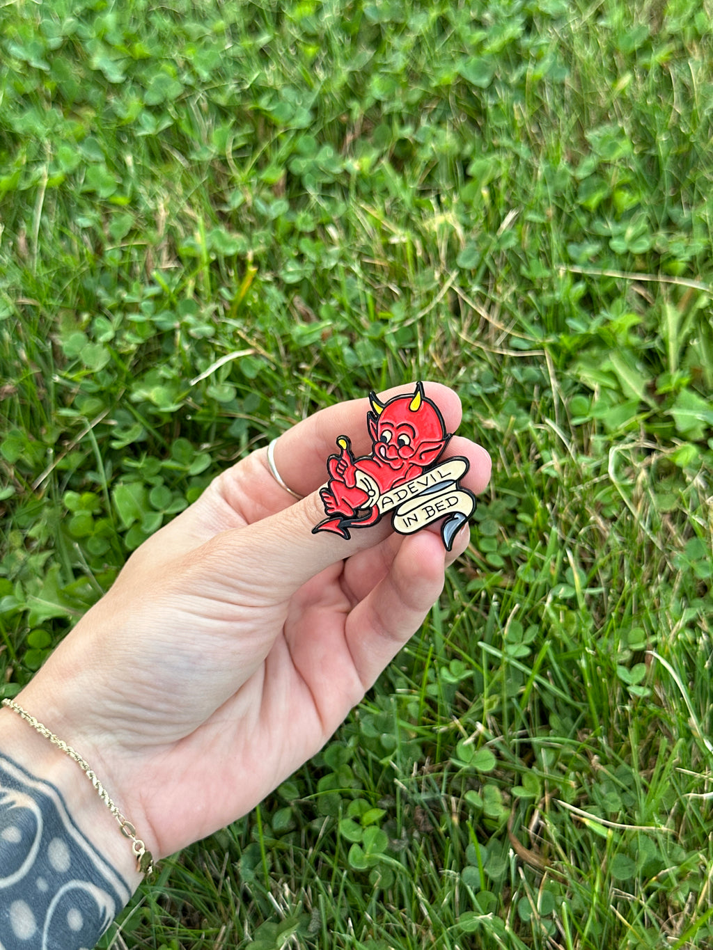 Cartoon Red Devil Lapel Pin