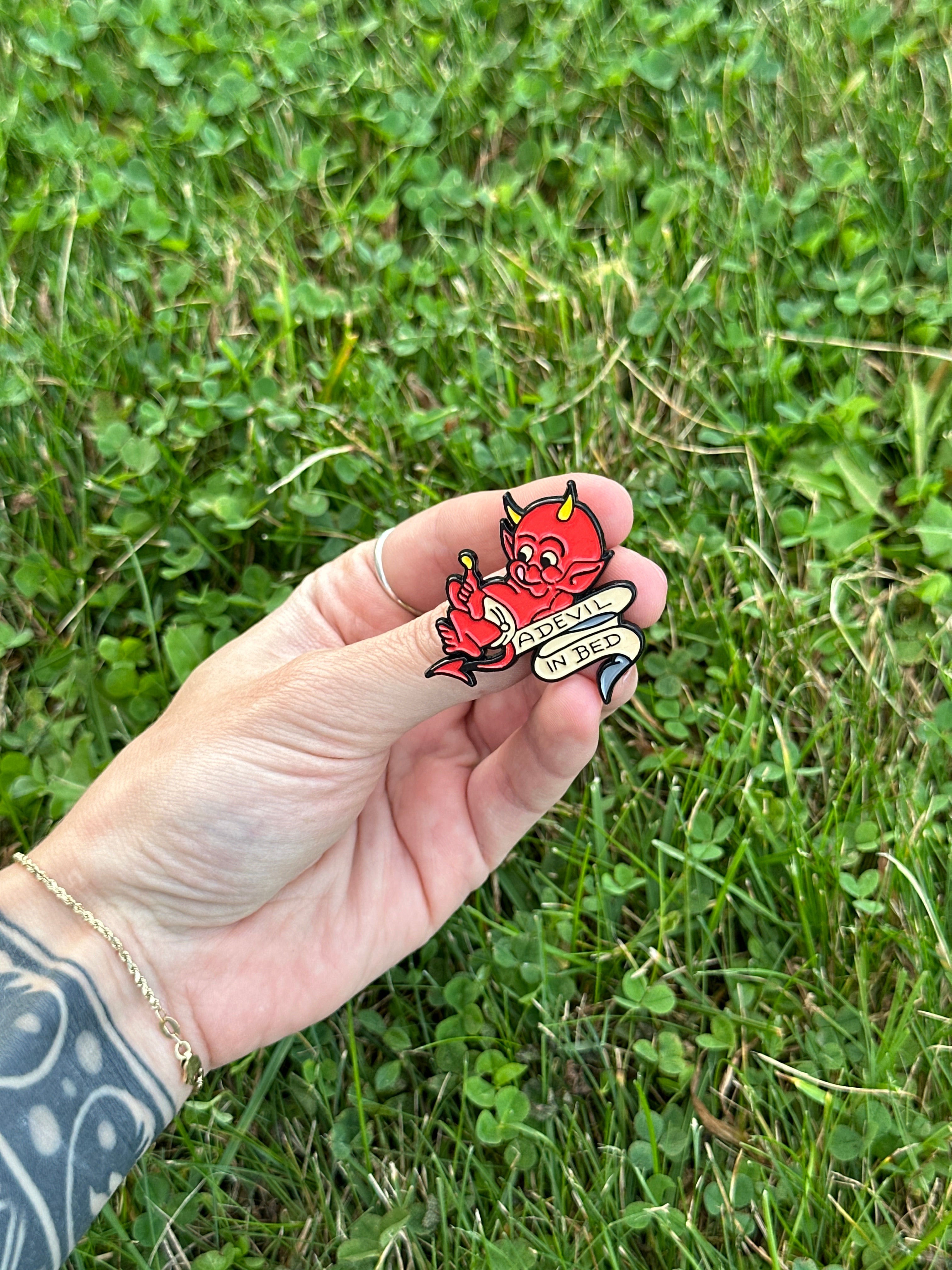 Cartoon Red Devil Lapel Pin