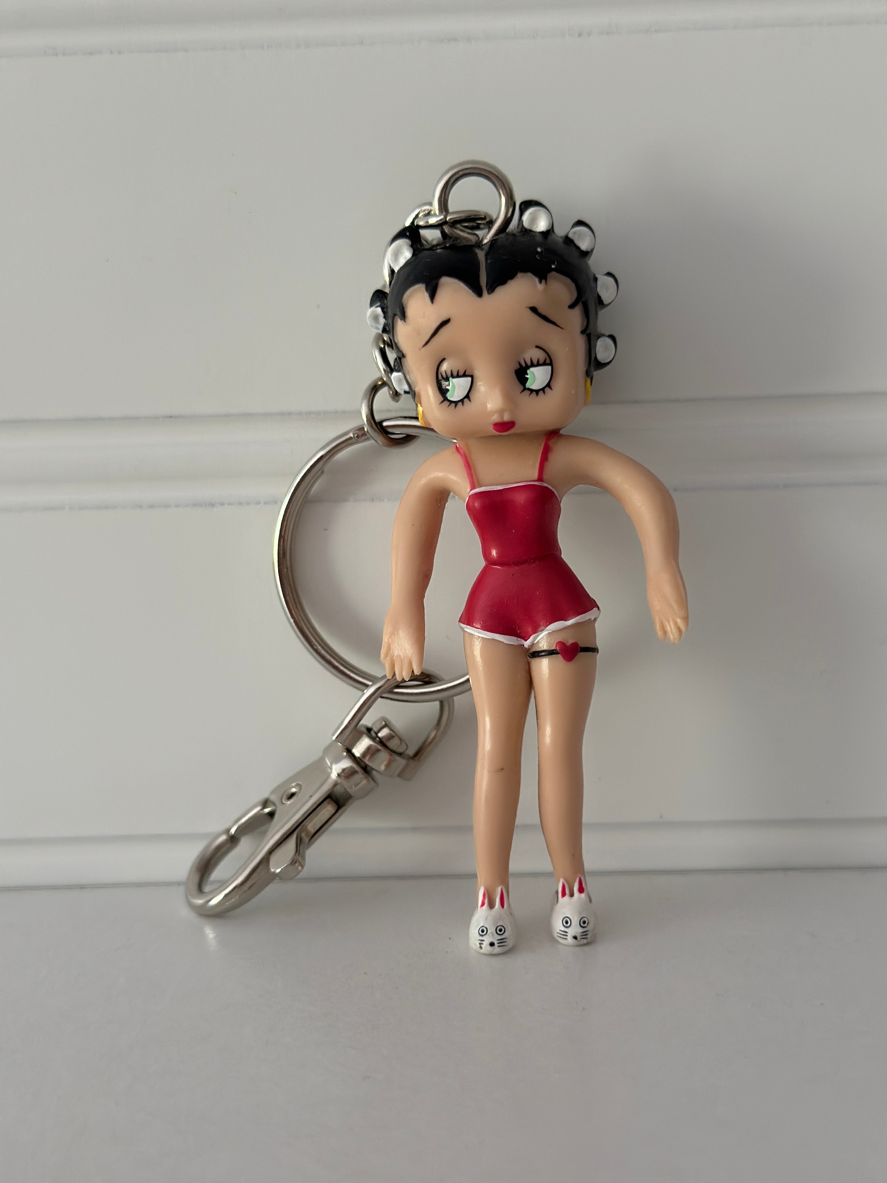 Betty boop key chain - Red Outfit with Bunny Slippers
