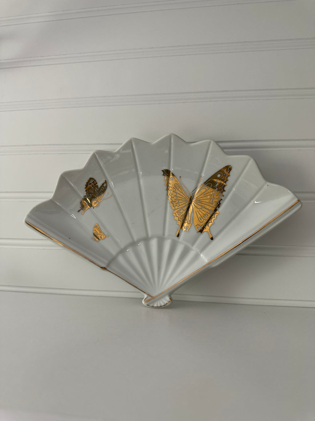 Vintage Japan butterfly fan trinkets dish / ashtray