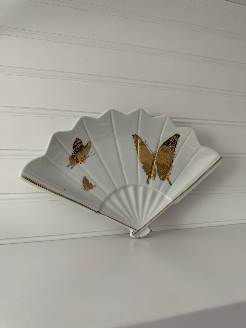 Vintage Japan butterfly fan trinkets dish / ashtray