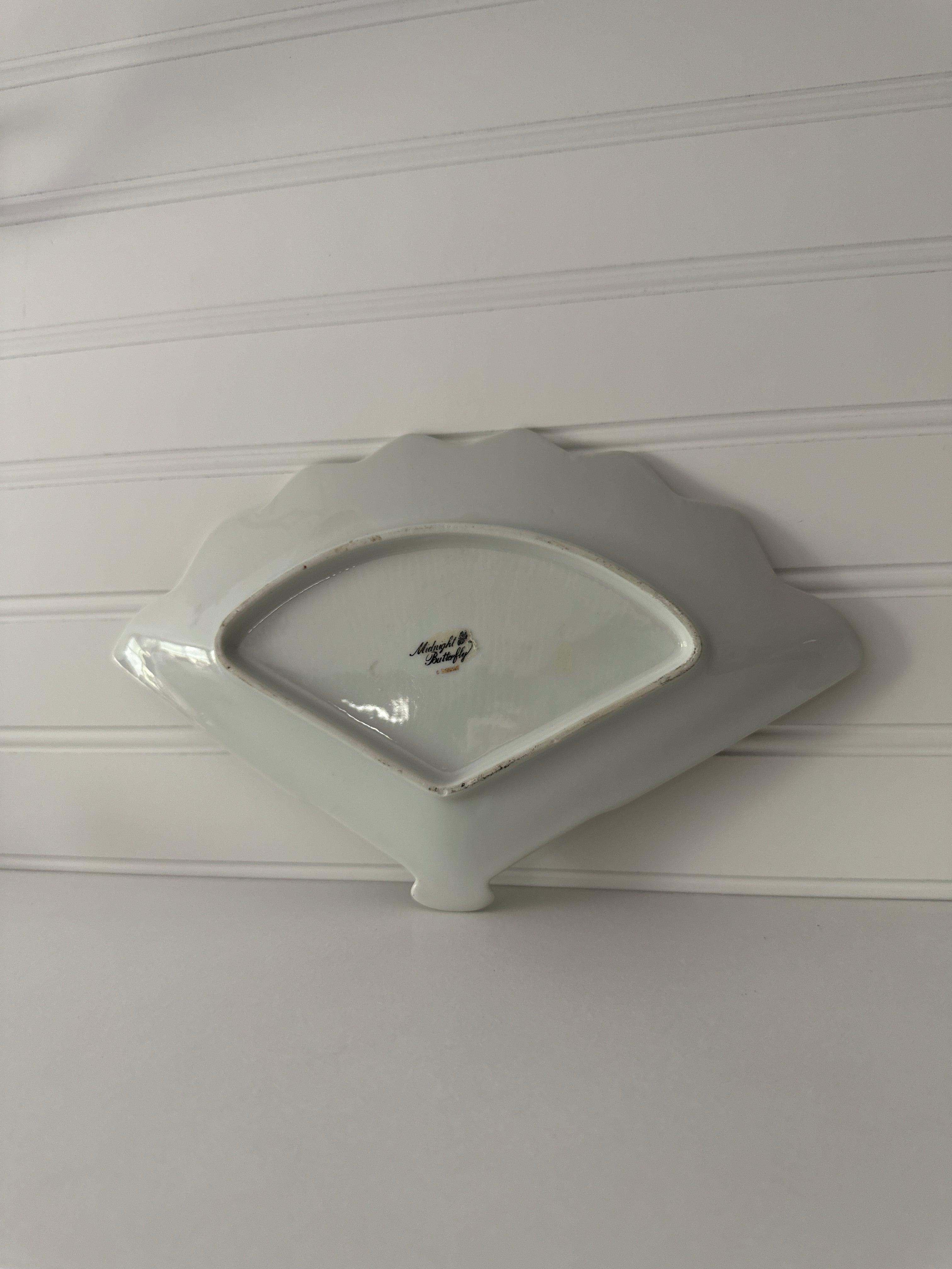 Vintage Japan butterfly fan trinkets dish / ashtray
