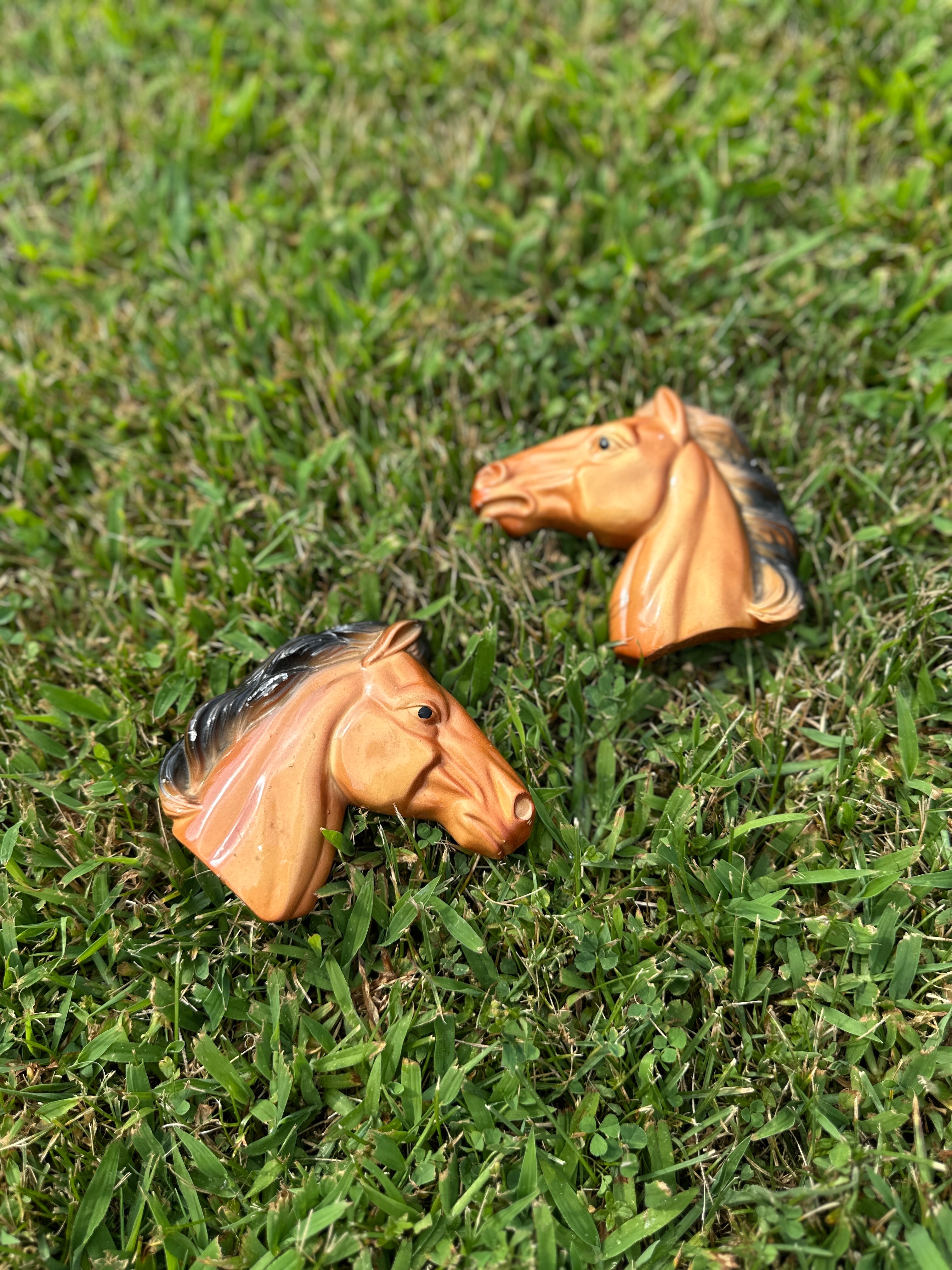 Vintage Horse Head Wall Plaques – 1950s Western Decor