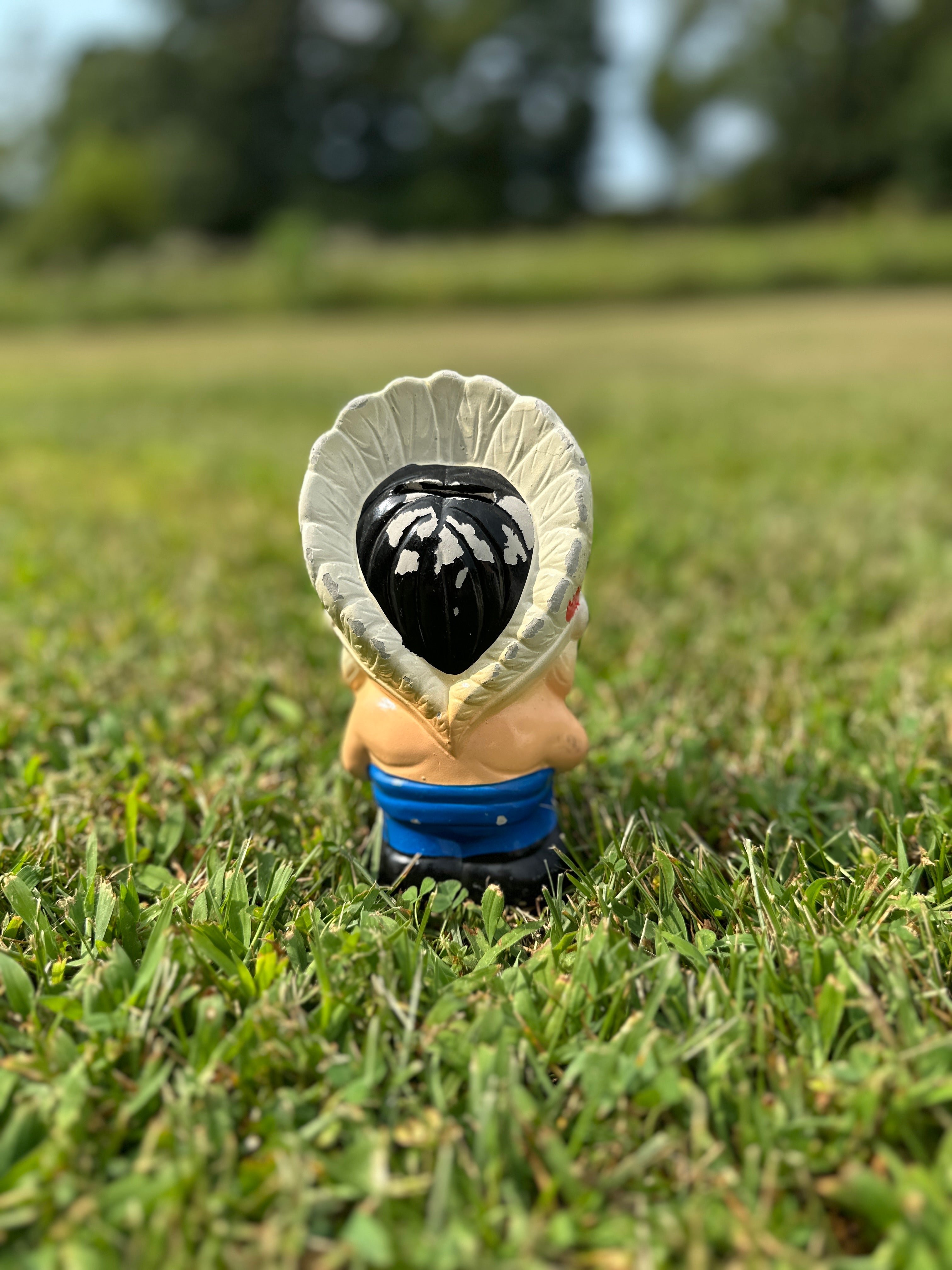 Vintage Chalkware Bank – Native-Inspired Figurine with Feather Headdress