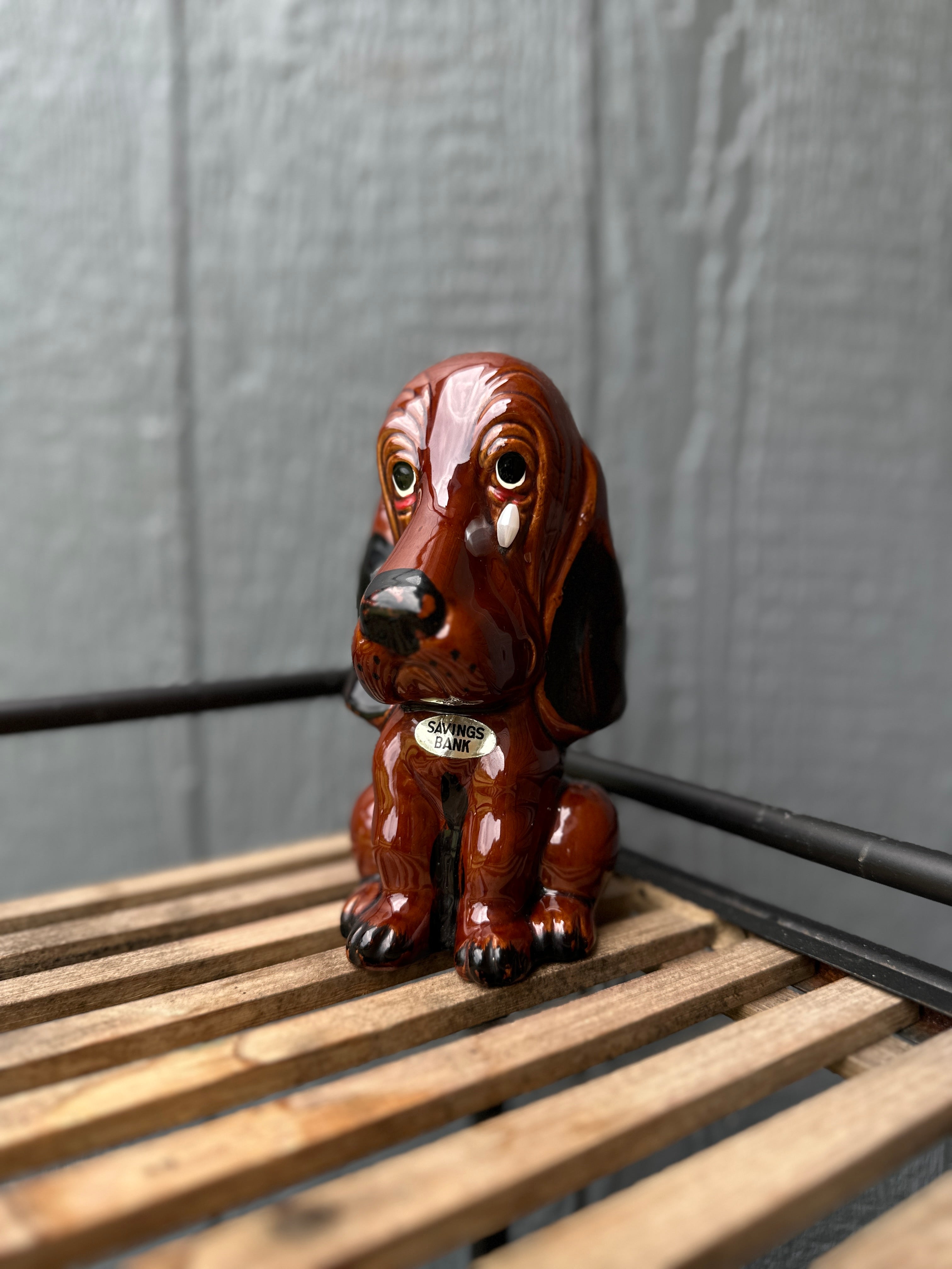 Basset Hound Dog Savings Vintage Ceramic Bank