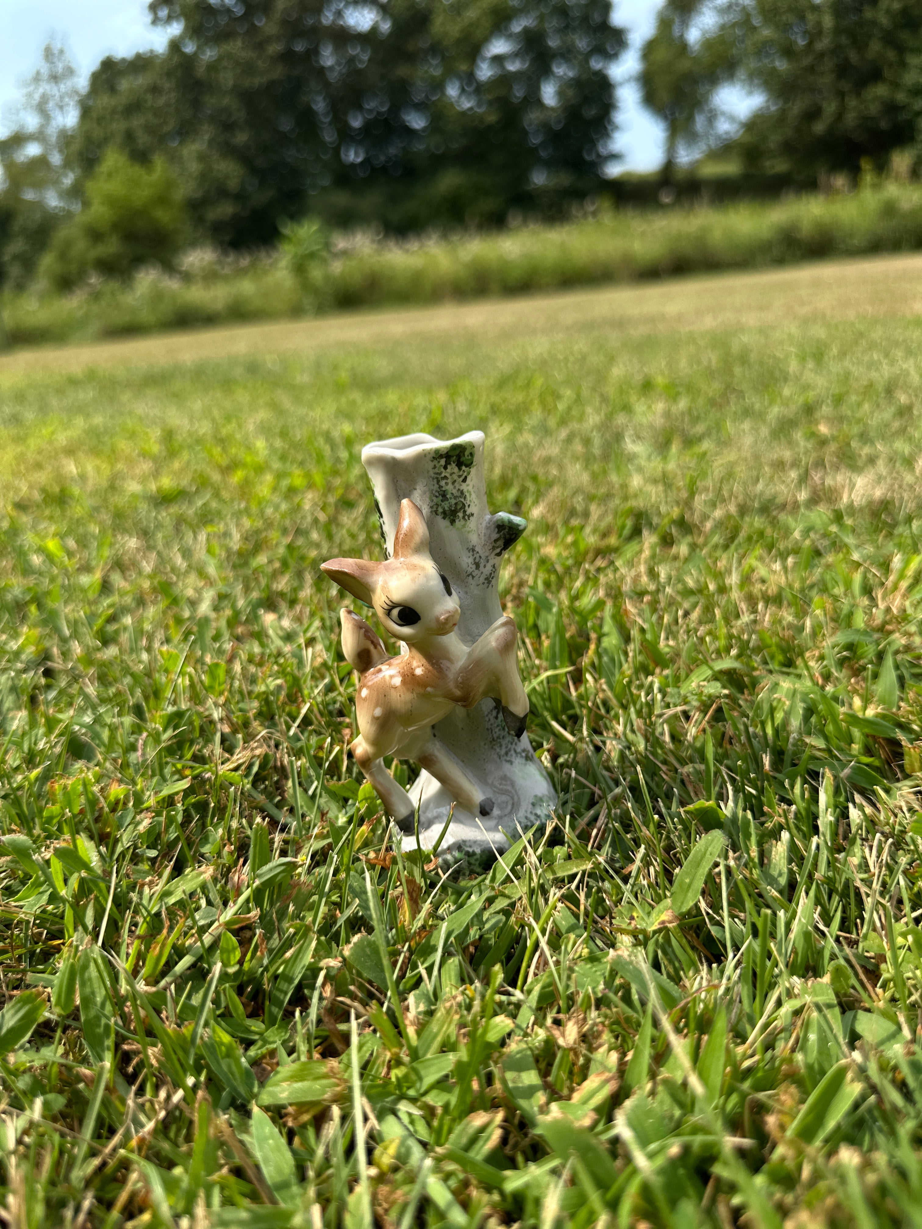 Vintage Ceramic Fawn Figurine – 1970s Mid Century Woodland Deer Décor