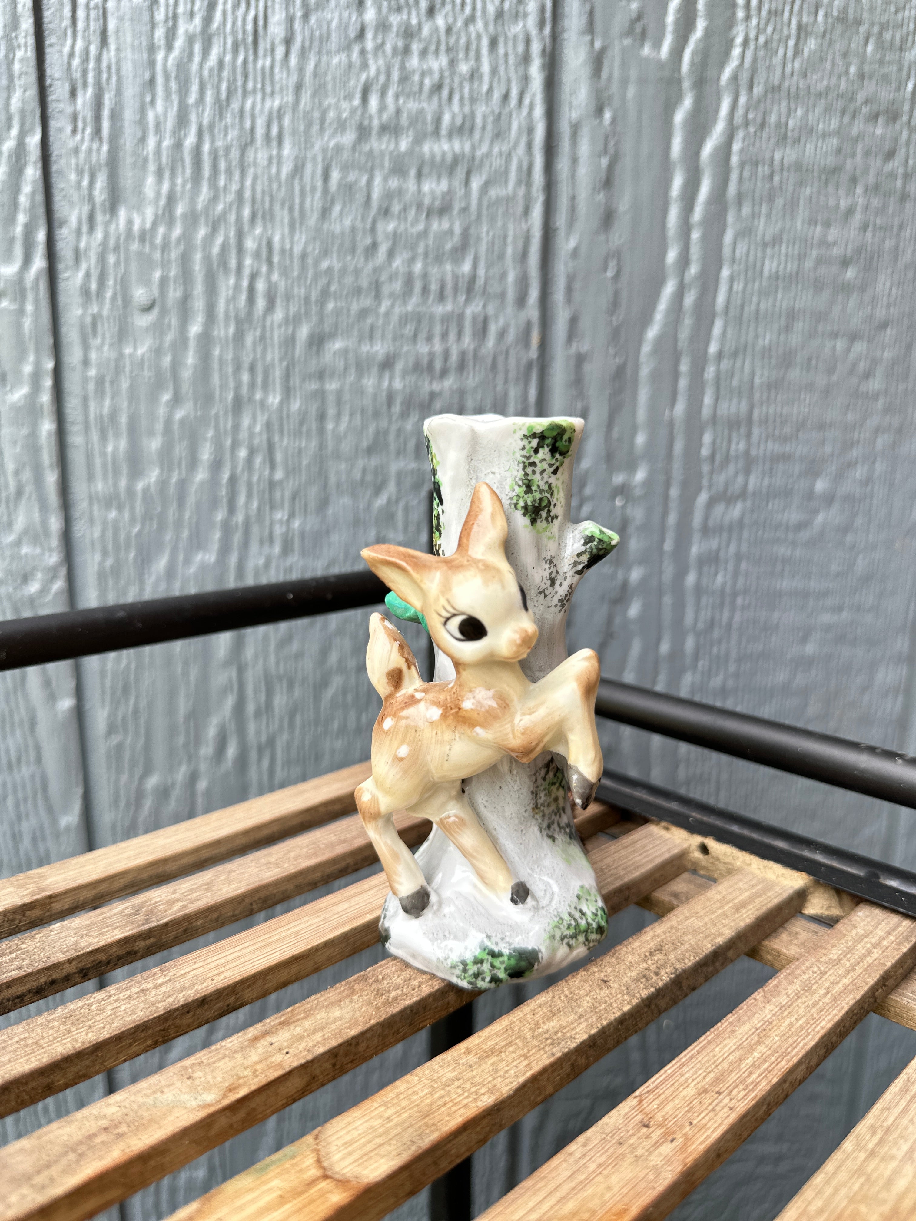 Vintage Ceramic Fawn Figurine – 1970s Mid Century Woodland Deer Décor