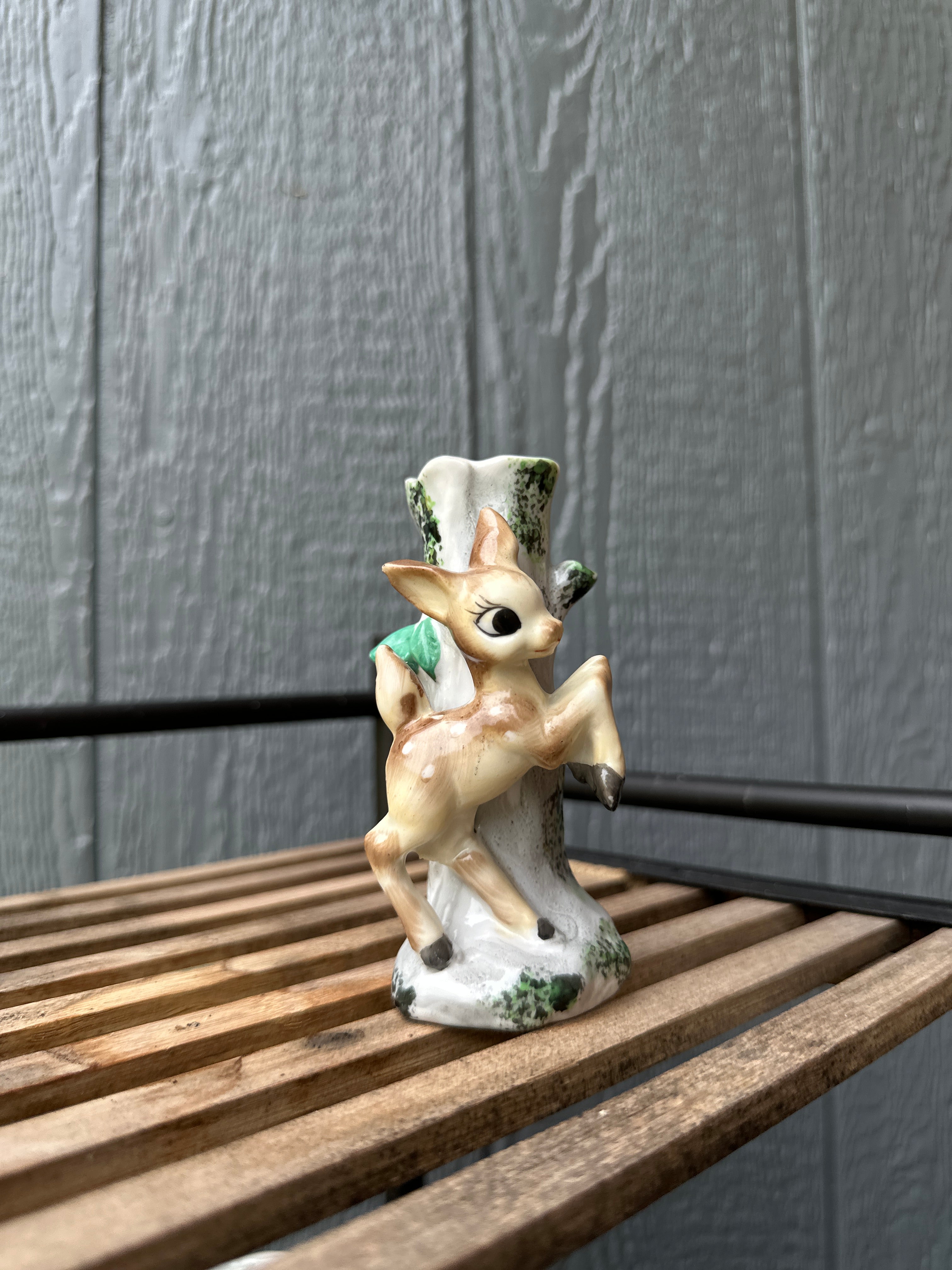 Vintage Ceramic Fawn Figurine – 1970s Mid Century Woodland Deer Décor