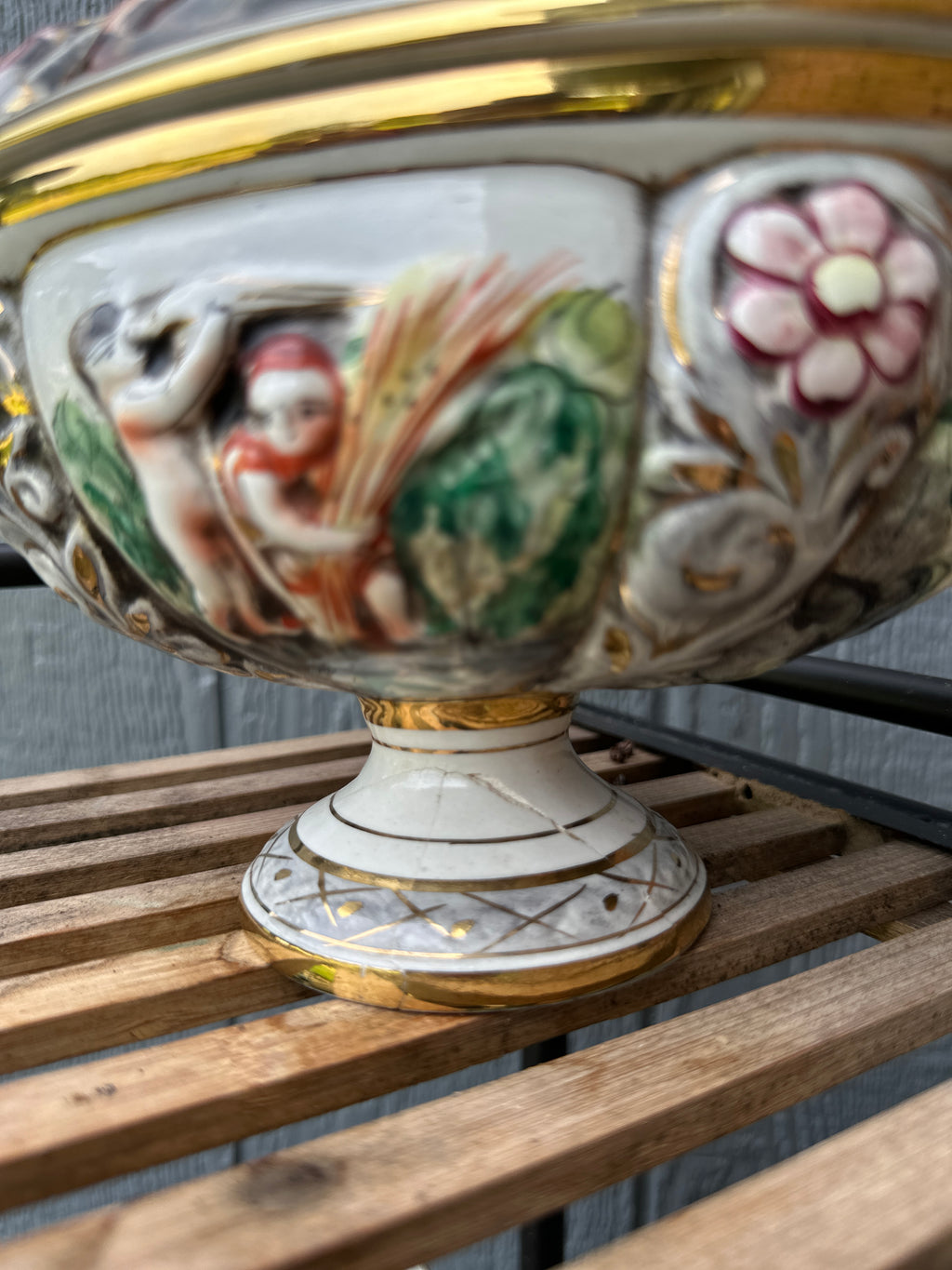 Vintage Hand-Painted Italian Majolica Covered Dish