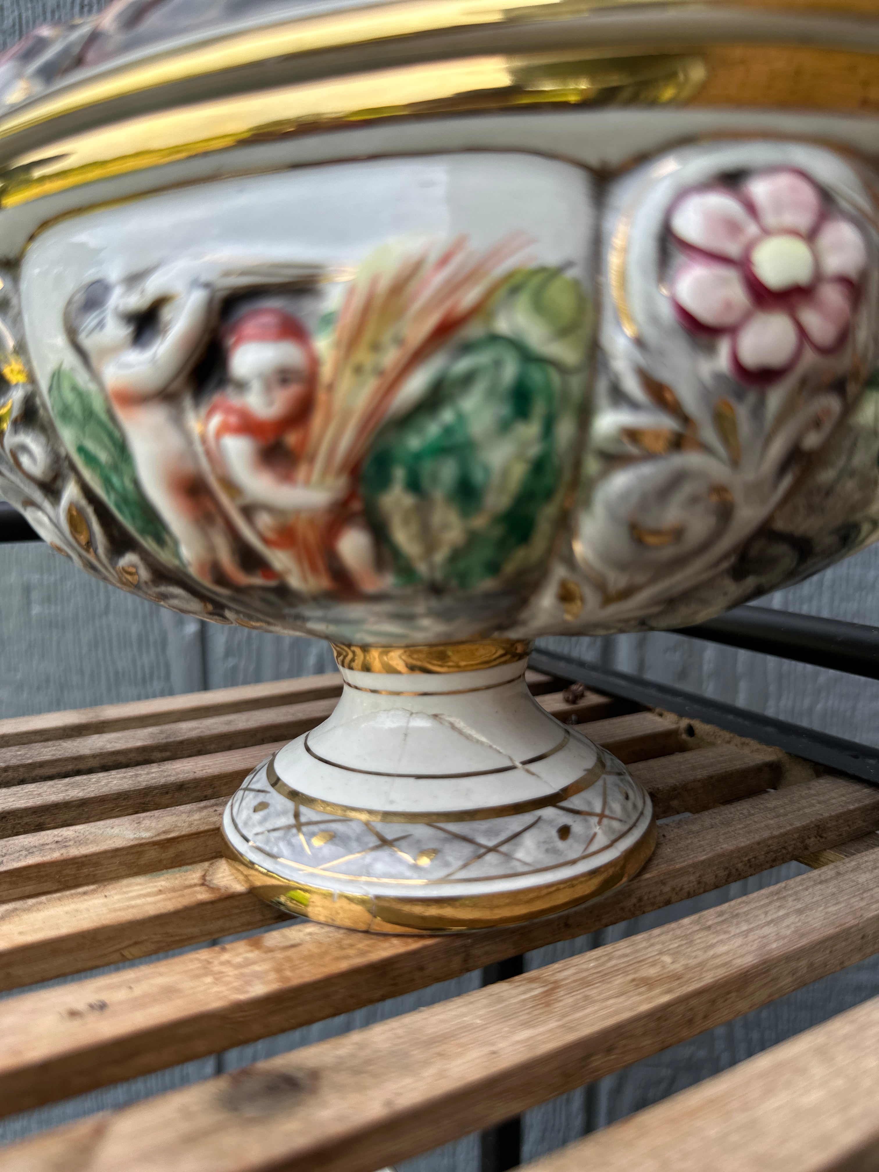 Vintage Hand-Painted Italian Majolica Covered Dish