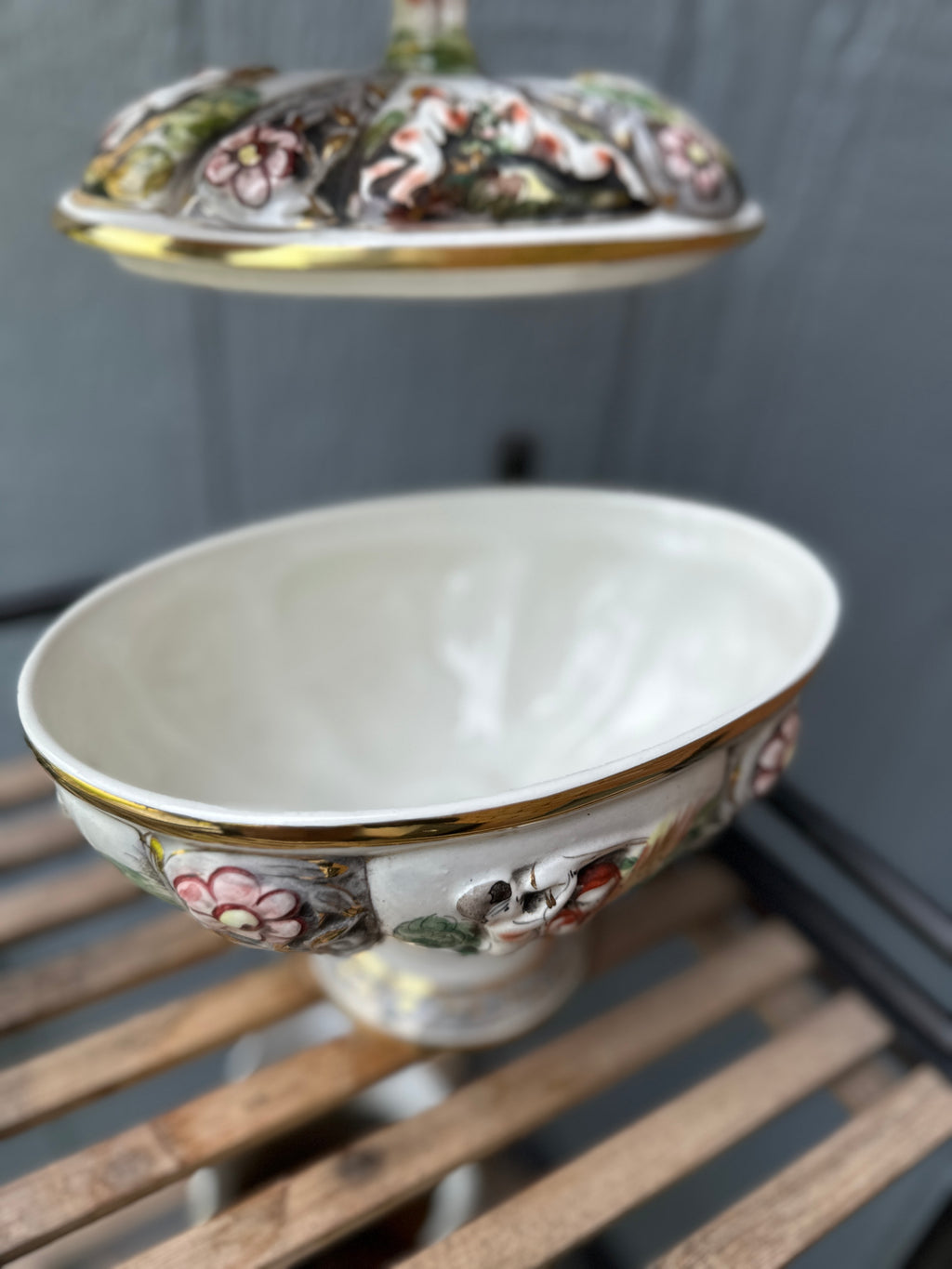 Vintage Hand-Painted Italian Majolica Covered Dish