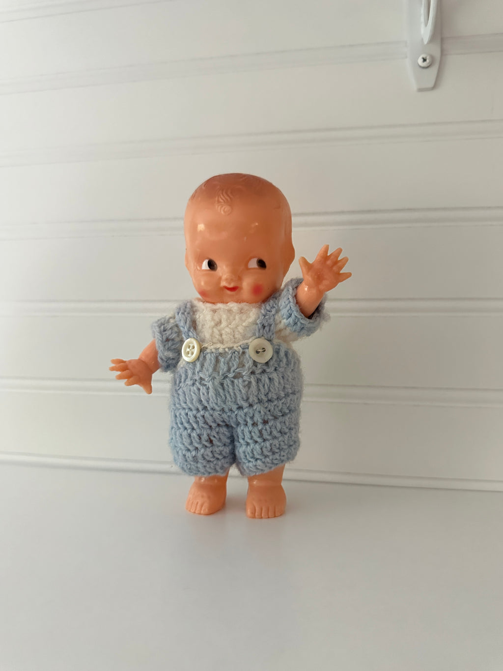 Kewpie- Vintage Style Baby Doll in Handmade Blue Outfit