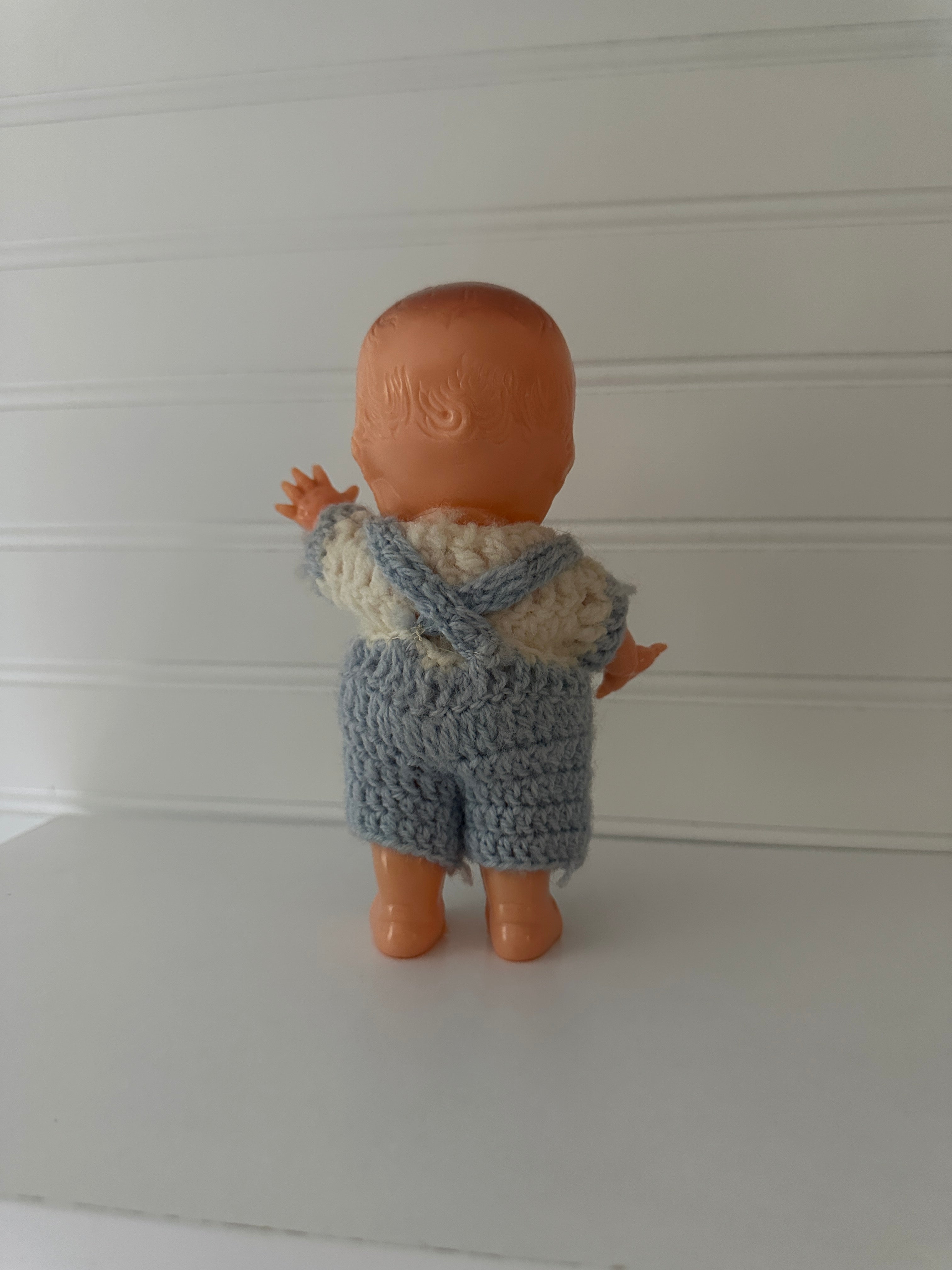 Kewpie- Vintage Style Baby Doll in Handmade Blue Outfit