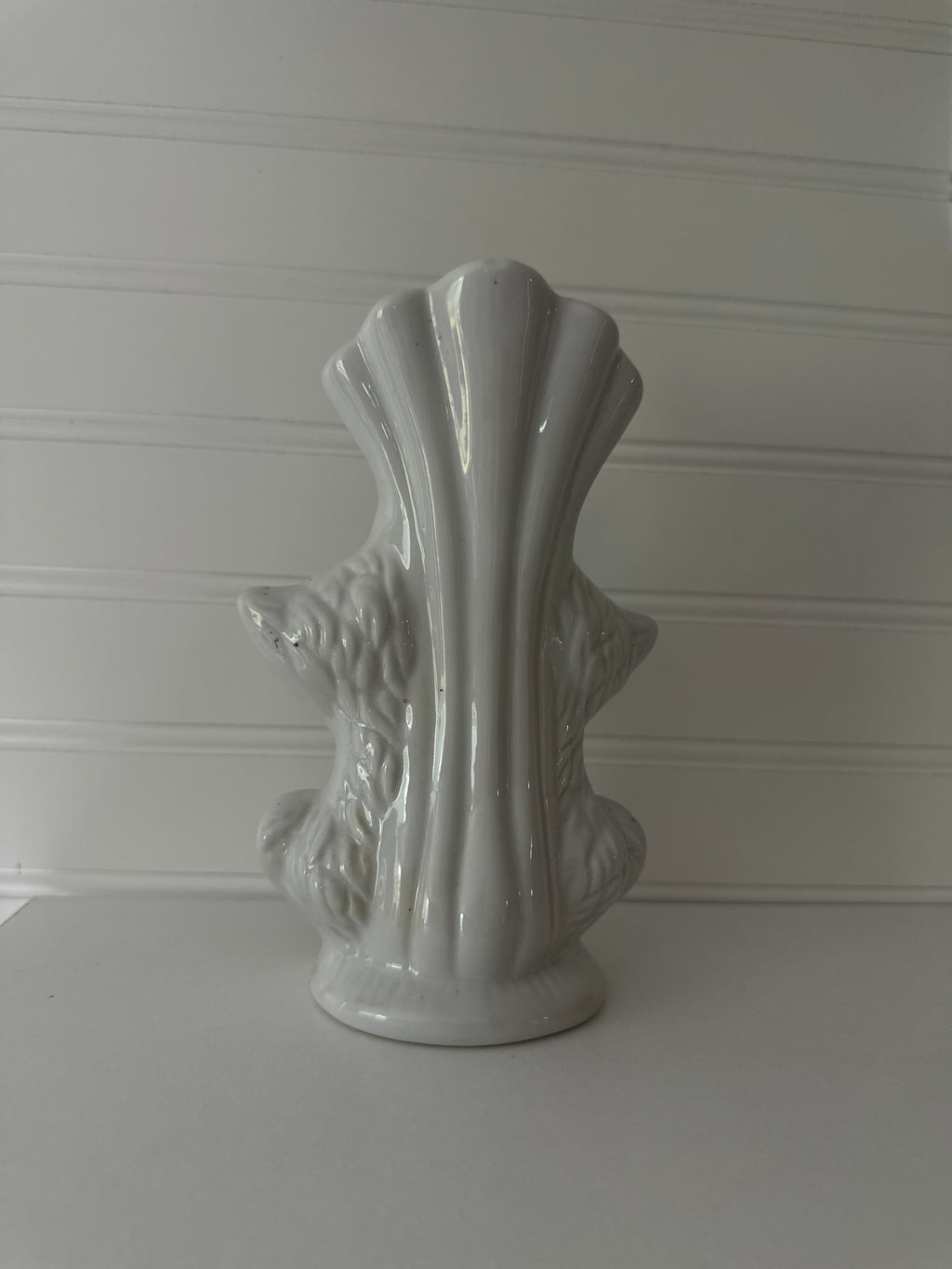 Vintage Double Cat Ceramic Vase with Pink Flower – Mid Century Kitsch Cat Planter