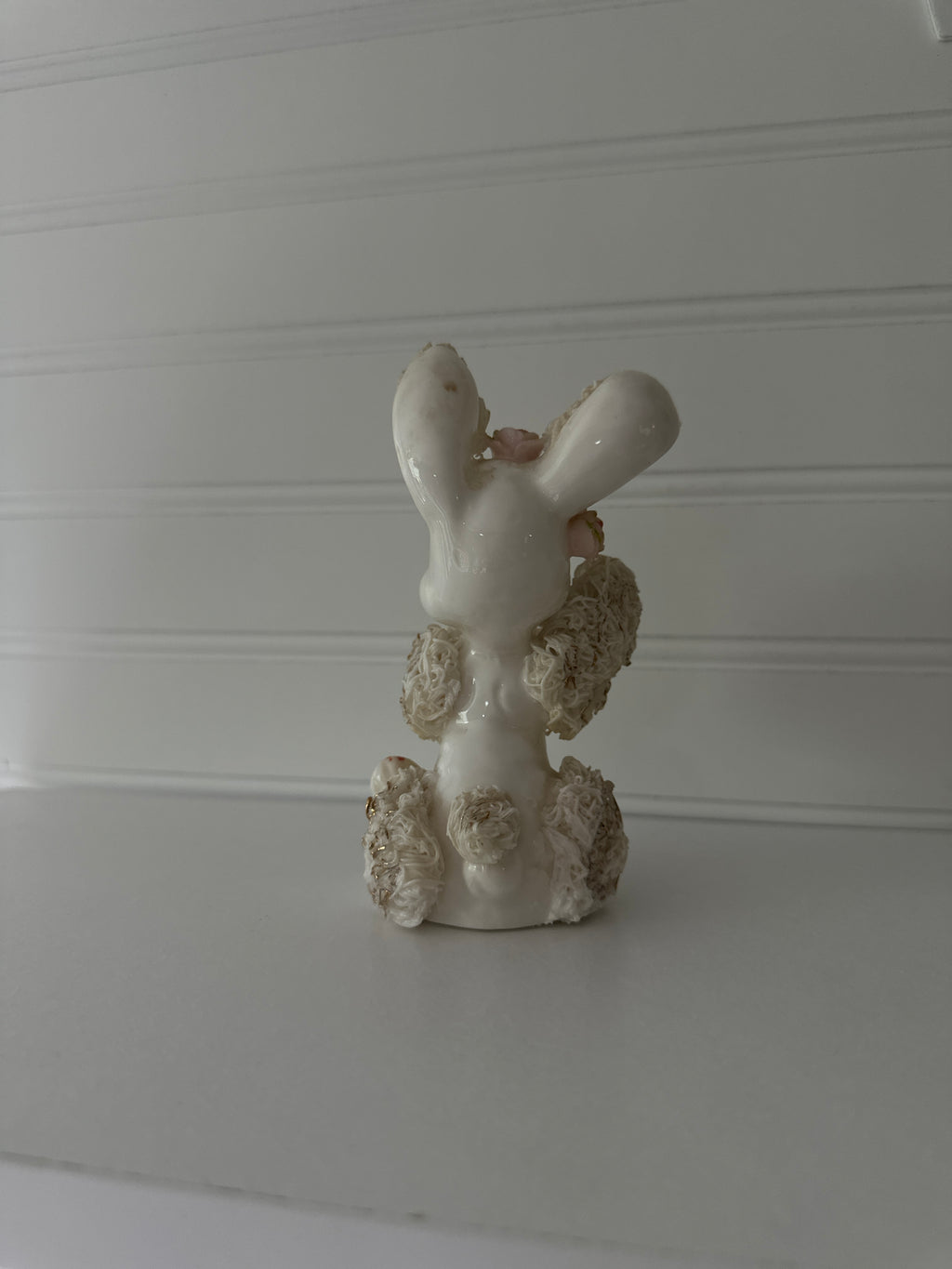 Vintage 1950's Arnart Pink Spaghetti Valentine Cupid Bunny Figurine, Japan, Kitschy, Keepsake, Collectible